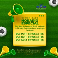 Câmara define horário diferenciado para dias de jogos da Seleção Brasileira na Copa 