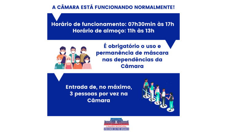 Câmara Municipal está funcionando normalmente!