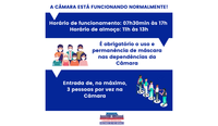 Câmara Municipal está funcionando normalmente!
